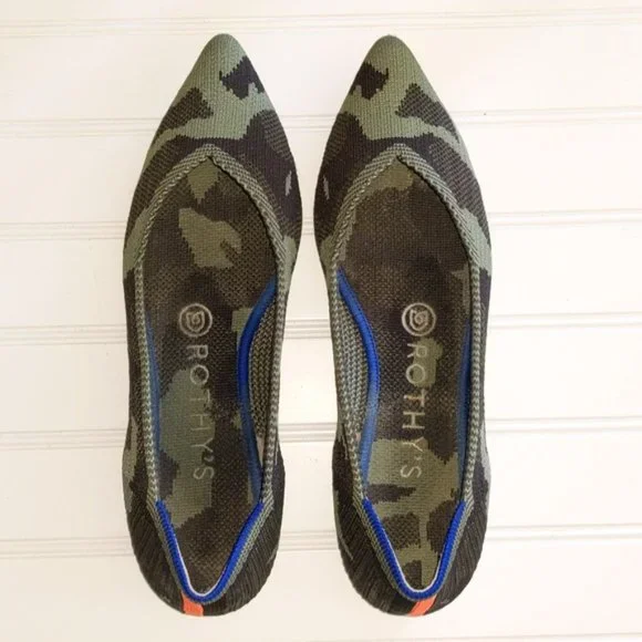 Rothy's Women's Size W7 The Point Green Camo Lightweight Slip On Flats China - Picture 10 of 10